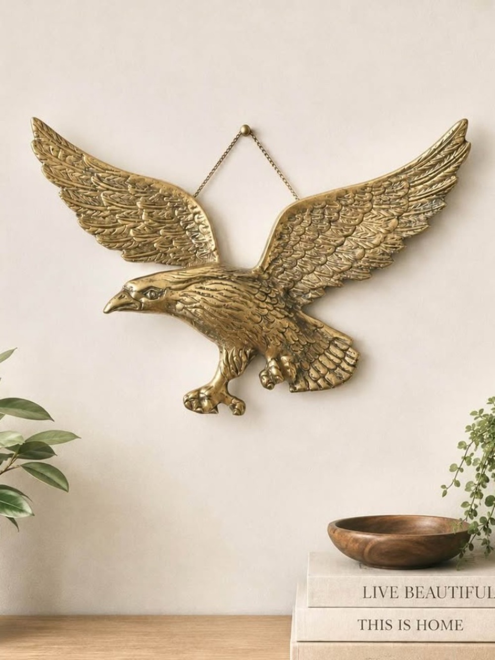 Vintage Large Brass Eagle Mid Century Modern Wall Decor Rustic Wall Hanging